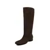 Botas Altas de Tacón con Dedos Separados de 3 cm Botas de Montar para Mujer Invierno Nuevo Estilo Coreano Moda Botas Ruched de Tacón Medio Botas Altas Hasta la Rodilla para Mujer