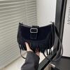 Bolso Retro Texturizado Esmerilado con Borlas Otoño Nueva Moda Bolso Silla de Montar para Viajes Diarios Bolso Cruzado Simple para Hombro para Mujer
