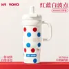 Vaso térmico de acero inoxidable de gran capacidad personalizado con asa, vaso con pajilla de doble bebida conveniente, botella de agua para coche