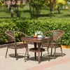 Silla de Ratán Juego de Tres Piezas Mesa de Té y Sillas para Balcón Combinación Cenador Mesa y Sillas de Exterior Patio Balcón Silla de Ocio Mesa y Sillas de Exterior