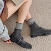 Nuevos Calcetines Cálidos de Punto Sin Costuras Estilo Coreano Grises de Media Pantorrilla para Mujer Calcetines de Moda Ins para Mujer Xiaohongshu