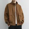 Chaqueta de trabajo estilo japonés, cuello alto, top casual para hombre, holgada y ligera, chaqueta de entrenador estilo americano, chaqueta bomber casual, moderna