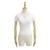 Camiseta de Manga Corta con Cuello en V Profundo Estilo Americano con Diamantes Calientes para Mujer, Corta 2025 Nueva Ajustada Sexy de Cintura Alta, Top Exterior Trendy