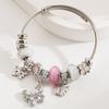 Nueva Pulsera Panjiadora de Acero Inoxidable para Mujer con Cuentas de Diamantes, Colgante de Oso de Amor, Ajustable, Pulsera para Novia