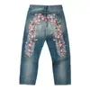 Jeans Feminino Estampado Retro Europeu e Americano Ins Transfronteiriço Estilo de Rua Y2K Design de Nicho Calças Retas Soltas Versáteis Tendência
