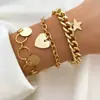 Pulsera Punk de Amor con Forma de Estrella de Venta Caliente Transfronteriza Europea y Americana Set de Apilamiento Multicapa Estilo Hip-Hop Pulsera de Perla Artificial