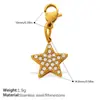 Moda Europeia e Americana Luxo Leve Pingente de Estrela e Lua Cravejado com Diamantes Fecho Lagosta Aço Inoxidável Banhado a Ouro 18K Acessório Versátil DIY