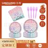 Plato de Papel Desechable con Tema de Escamas de Pez Sirena Rosa y Morado Transfronterizo Vajilla de Papel para Fiesta Decoraciones para Fiesta de Cumpleaños