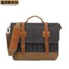 Bolso Bandolera de Hombro para Hombre Portátil para Documentos Oficiales y Computadora, Lona Encerada Repelente al Agua con Cuero Crazy Horse, Explosión de Amazon