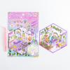 Adesivos de paisagem de desenho animado mundo miniatura fofo cabana tridimensional 3D pequeno livro vermelho descompressão cena DIY adesivos para diário