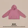 Ropa Masculina RS Transfronteriza BOXY corta ancha felpa corte crudo dobladillo deshilachado hombro caído raglán sudadera con capucha