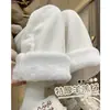 Calças Brancas de Pierna Larga com Forro de Fleece para Mulheres, Calças de Chenille Retas de Cintura Alta para Outono e Inverno, Calças de Algodão Espessas e Quentes de Lã de Cordeiro de Inverno