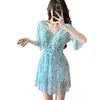 Traje de Baño para Mujer Talla Grande Una Pieza Conservador Adelgazante Oculta Barriga Talla Grande Chica Gordita Balneario Estilo Coreano Traje de Baño Venta al por Mayor