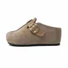 Zapatos Birkenstock de Suela Gruesa con Altura Oculta de 7CM para Mujer 2026 Nuevo Otoño Retro Altura Pequeña Versátiles Zuecos Cerrados