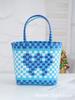 Nova bolsa de mão de palha plástica moda xadrez dopamina bolsa quadrada pequena cesta de piquenique bolsa de palha presente de mão para bebê