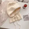 Invierno Nuevo Estilo Coreano Versátil Color Sólido Sombrero Cortavientos para Mujer Cálido Protección para los Oídos Bufanda con Capucha para el Cuello Gorro de Lana Tejido Venta al por Mayor