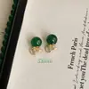 Ágata Verde Estilo Chino Nuevo Estilo de Corte Retro Clip para Oreja Pendientes de Bola Esmeralda de Alta Calidad Versátiles Placa para Incienso de Mosquito