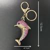 Delfín Rosa Serie Oceánica Incrustado de Diamantes Estilo Coreano Lujo Ligero Llavero Colgante Metálico Creativo Accesorio de Moda Llave de Coche