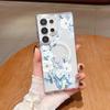 Succión Magnética Magsafe Funda para Teléfono Samsung S26 Azul Fresco y Blanco Floral Cubierta para Galaxy S25 Edge