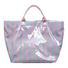 Bolsa Tote Transparente de PVC com Listras Arco-Íris Transfronteiriça Grande Capacidade para o Dia a Dia Toque de Luxo Nova Bolsa Feminina 2026