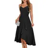 Vestido de Festa Cocktail Slim-Fit Novo Estilo Europeu e Americano 2025 com Alça de Espaguete para Baile de Formatura, Casamento, Madrinha, Vestido Sexy com Babados