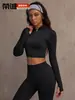 Ropa de yoga europea y americana de manga larga transfronteriza, chaqueta deportiva ajustada de manga larga con cremallera corta, top deportivo para correr, fitness y yoga al aire libre para mujer