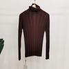 Suéter Feminino de Lã Pura Fina 16 Gauge Gola Alta Slim-Fit Lã Merino Camada Base Gola Meio Alta