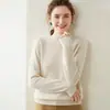 Suéter de cachemira de cuello medio 2026 Otoño/Invierno Nuevo Tejido de siete hilos Doble hebra Engrosado Suéter de cachemira de punto para mujer