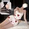Crisp Love Nuevo Estilo Europeo y Americano Estampado de Amor Hogar Volantes Dulce Sencillo Casual Pantalones Cortos de Tirantes Conjunto de Dos Piezas