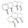 Chaveiro de anel plano com corrente, chaveiro de ferro, corrente de chaveiro, acessórios para chaveiro de carro DIY