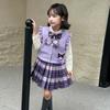 Vestido de Primavera y Otoño para Niñas 2026 Nuevo Elegante Conjunto de Otoño Infantil Set JK Ropa de Niña Pequeña Kuromi Vestido
