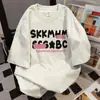 Camiseta de Verão 2025 Novo Estilo Estampa de Letras Graffiti Manga Curta Estilo Casal Casual Solta Versátil Vintage Top