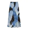 Saia Midi Tie-Dye Vintage Feminina Verão Nova Slim-Fit Emagrecedora Drapeada Bodycon Longa