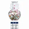 Jarrón Pequeño de Cerámica Homenaje al Durazno Jingdezhen Jarrón de Cerámica Antiguo con Dos Asas Adornos para la Entrada del Estudio o el Mueble de TV