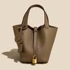 Bolsos Populares para Mujer 2025, Bolsos Tipo Cesta de Verdura de Piel de Vaca de Primera Capa, Bolsos Cubo Versátiles, Bolsos de Mano de Cuero Genuino para Mujer, Bolsos de Mano de Alta Gama