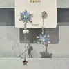 Pendientes Asimétricos de Copo de Nieve Azul Hielo con Borlas para Otoño e Invierno, Diseño de Nicho, Estilo de Alta Gama, Pendientes y Clips para Orejas de Estilo Nuevo