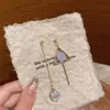 Brincos Longos com Franjas Assimétricas Geométricas Simples de Luxo Leve Nicho Estilo Coreano Feminino Brincos Renderização Brincos da Mãe de Jane