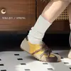 Lan Gui 2026 Primavera y Otoño Nuevo Color Bloque Zapatos de Entrenamiento Alemanes para Mujer, Punta Redonda con Cordones Planos Casuales Deportivos para Mujer