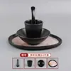 Mesa de Hot Pot Rústica Estilo Hombre Derretido, Tazones de Cerámica Melamínica Resistentes a la Rotura, Platos para Aceite y Platos para Carne de Res Fresca