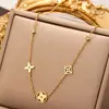Collar de acero de titanio chapado en oro de lujo ligero y sin decoloración, cadena de clavícula con lazo de moda versátil para mujer, fabricantes