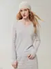 Elegante e minimalista suéter de cashmere com decote em V para mulheres, feito de 100% cashmere puro, de manga longa, estilo pullover, com um visual sofisticado, perfeito como peça base para o outono