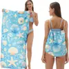 Bolsa Toalha Dobrável 2 em 1 para Verão Tropical, Mochila Toalha de Praia, Verde Viagem, Toalha de Piquenique, para Acampamento de Férias em Família