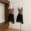 Top de Tirantes Halter con Escote en V y Estampado de Leopardo Dulce y Fresco, Malla de Alta Elasticidad para Mujer, Top Ajustador de Cintura para Primavera y Verano
