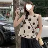 Chal sin mangas Auricularius Borde Ola Punto Reductor de Edad para Mujer Verano 2024 Nuevo Estilo Ropa Exterior Delgado Muñeca Francesa Camisa Top