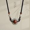 Nuevo cordón horizontal Tianzhu tejido a mano para hombres y mujeres, joyería de la suerte, colgante de jade, collar de clavícula con cuello halter, cuerda