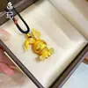 Colgante de Calabaza Chapado en Oro Tendencia de Tiktok, Dios de la Riqueza Amarillo, Brújula de los Ocho Tesoros Propicios, Cadena para Suéter de Cuerda para Cumplir Deseos al por Mayor