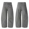 Muxi Clothing # Moda de Rua Americana Nova Outono e Inverno Marca Jeans Curvo com Flores Bordadas e Calças de Trabalho Wide-Leg para Homens.