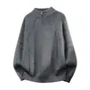 Suéter de Tricô Quente Espesso com Meio Zíper Inverno Masculino Gola Alta Fashion Versátil Pulôver Solto Malha