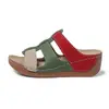 Transfronterizo 2023 Color de Verano Bloque de Color Casual Europeo y Americano Sin Cierre Cuña Hueca Adulto de Una Correa Chanclas para Mujer en Tallas Grandes Sandalias
