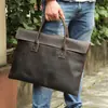 Bolso de Mano Genuino de Cuero para Hombre Maletín Casual de Negocios para Hombre Bolso para Computadora de Cuero Crazy Horse Almacenamiento de Archivos Bolsa de Negocios